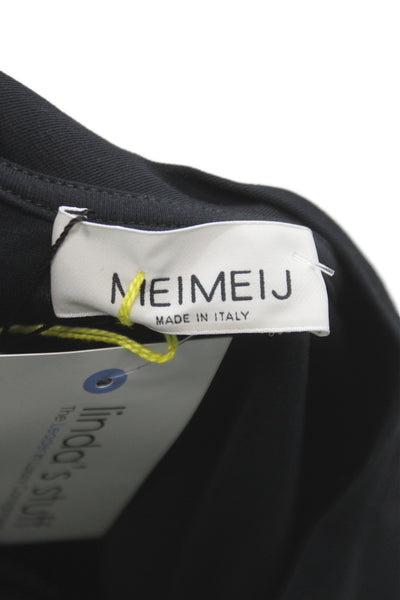 Meimeij Women Jersey T Shirt Black Cotton Elastane Long Sleeve Crewneck Size 40