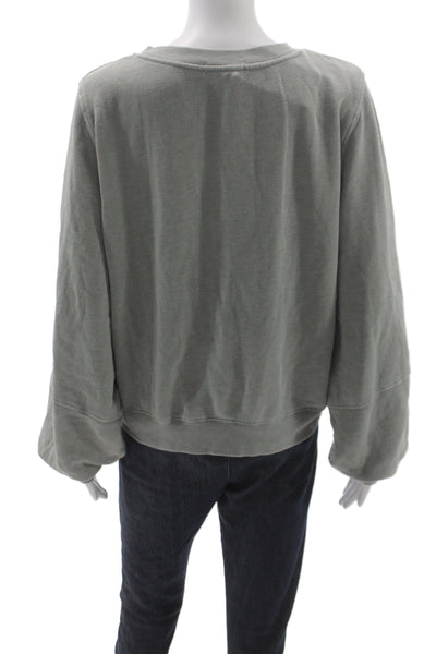 Z Supply Womens Henley Sweatshirt Gray Button Crew Neck Long Sleeve Size M