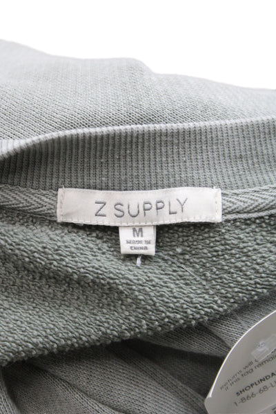 Z Supply Womens Henley Sweatshirt Gray Button Crew Neck Long Sleeve Size M