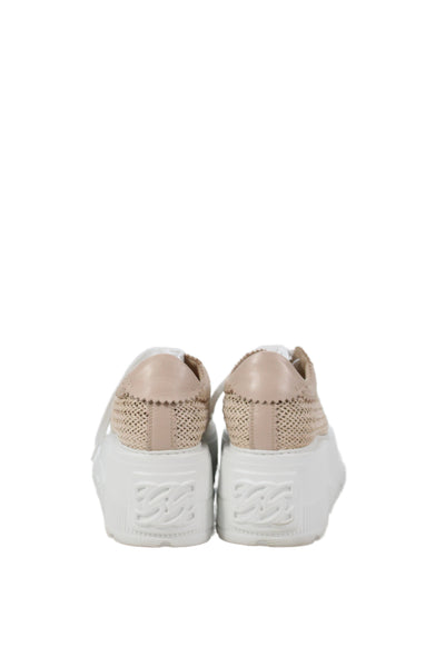 Casadei Women's Mesh Lace Up Platform  Sneakers Beige Size 10