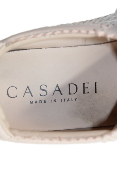 Casadei Women's Mesh Lace Up Platform  Sneakers Beige Size 10