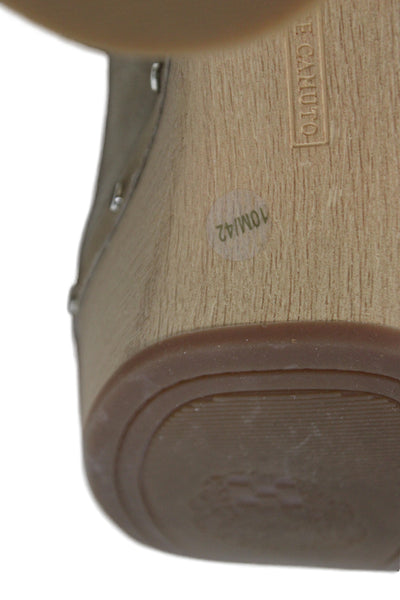Vince Camuto Women's Open Toe Studs Platform Wood Heel Sandals Beige Size 10