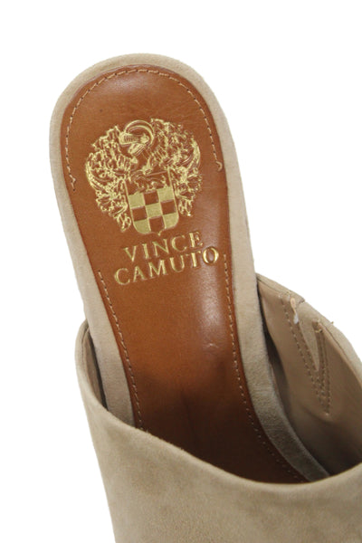 Vince Camuto Women's Open Toe Studs Platform Wood Heel Sandals Beige Size 10