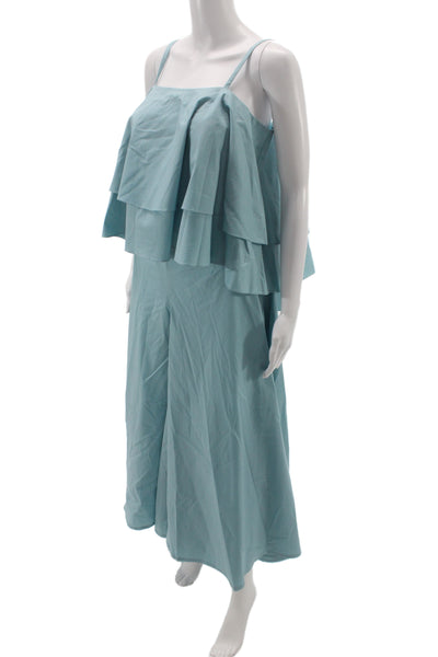Lily by azzalia Women Light Blue Cotton Square Neck Sleeveless Jumpsuit Size M