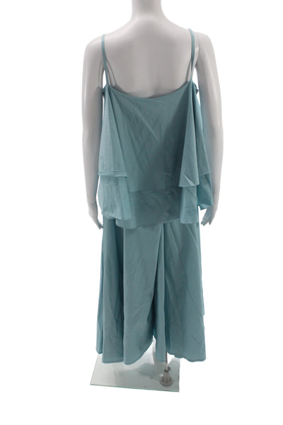 Lily by azzalia Women Light Blue Cotton Square Neck Sleeveless Jumpsuit Size M
