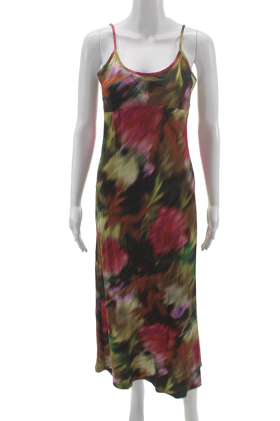 LNA Women Maxi Slip Dress Floral Green Sleeveless Rayon Size XS