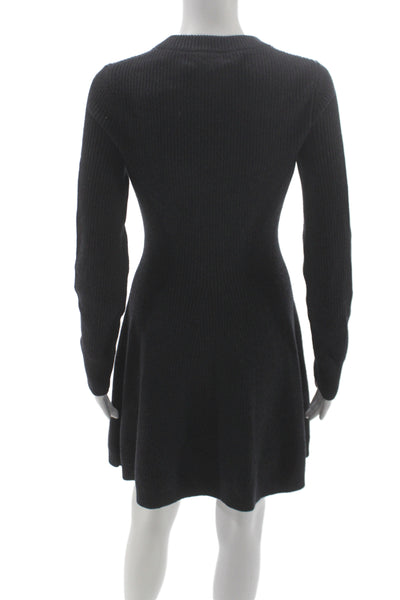La Ligne Womens Fit & Flare Sweater Dress Black Merino Silk Cashmere Size XS