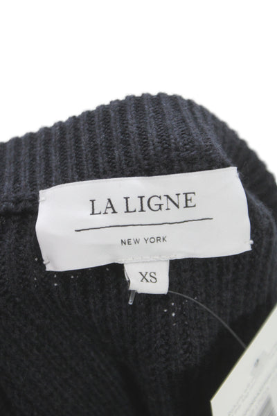 La Ligne Womens Fit & Flare Sweater Dress Black Merino Silk Cashmere Size XS
