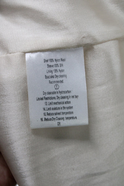 Rachel Gilbert Women Bodycon Mini Dress Beige Crew Neck Hook Eye Size 1