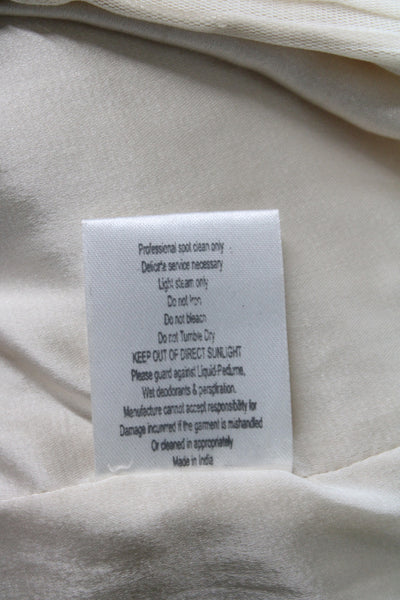 Rachel Gilbert Women Bodycon Mini Dress Beige Crew Neck Hook Eye Size 1