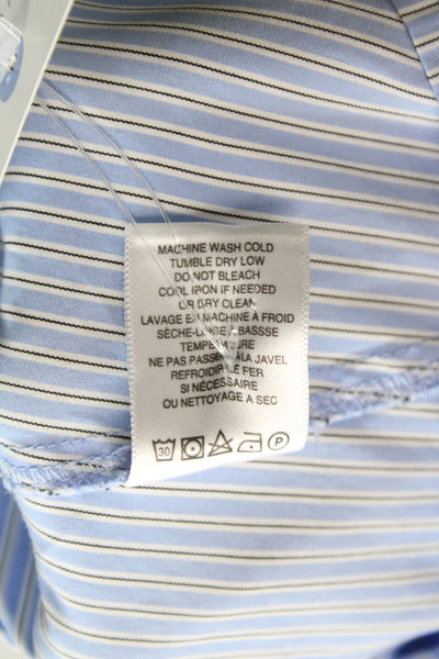 A.L.C. Womens Cropped Striped Button Up Blouse Light Blue Long Sleeve Size 6