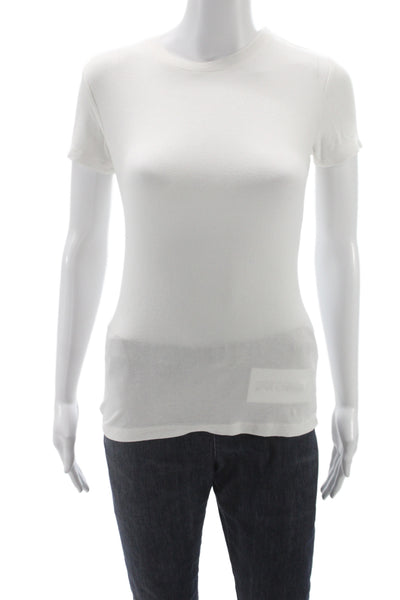 L'Agence Women White Crew Neck Short Sleeve Basic T-Shirt Size S Petite