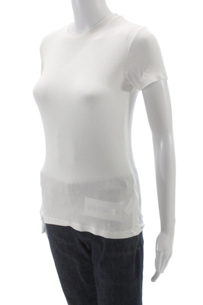 L'Agence Women White Crew Neck Short Sleeve Basic T-Shirt Size S Petite