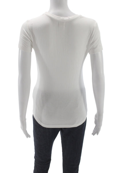 L'Agence Women White Crew Neck Short Sleeve Basic T-Shirt Size S Petite