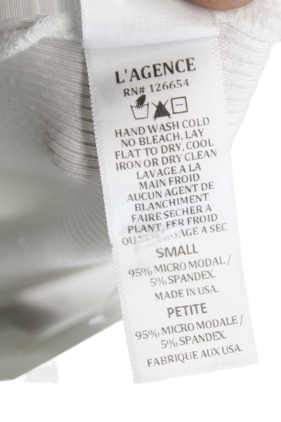 L'Agence Women White Crew Neck Short Sleeve Basic T-Shirt Size S Petite