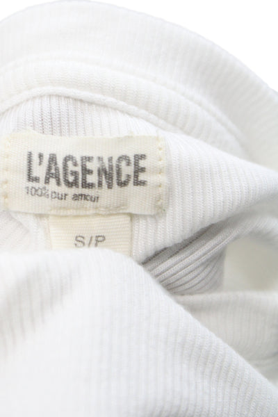 L'Agence Women White Crew Neck Short Sleeve Basic T-Shirt Size S Petite