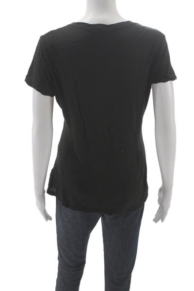 Standard James Perse Women Black V-Neck Supima Cotton Tee Short Sleeve Size 3
