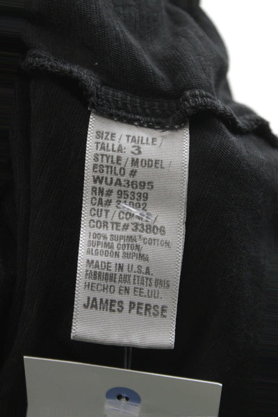 Standard James Perse Women Black V-Neck Supima Cotton Tee Short Sleeve Size 3