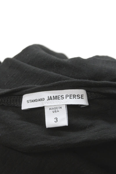 Standard James Perse Women Black V-Neck Supima Cotton Tee Short Sleeve Size 3