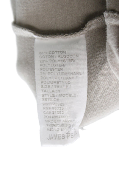 James Perse Womens Basic Long Sleeve Crew Neck Beige T-Shirt Size 1