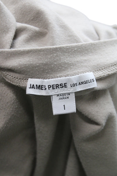 James Perse Womens Basic Long Sleeve Crew Neck Beige T-Shirt Size 1