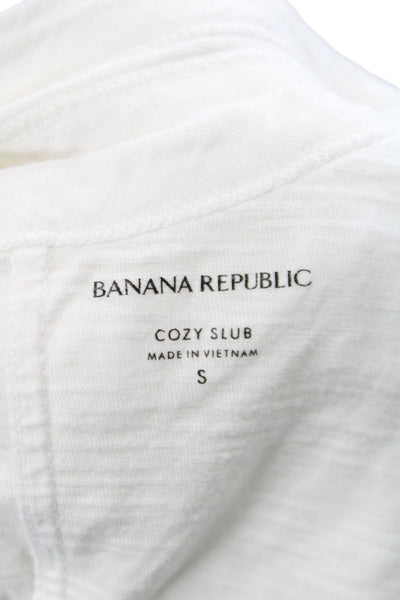 Banana Republic Women Basic White Tank Round Neck Cotton Blend Size S