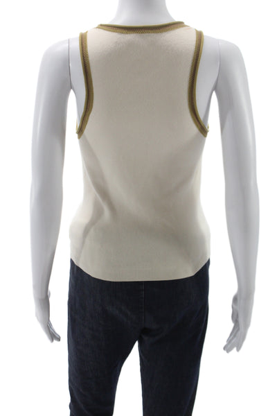 A.L.C. Womens Ringer Tank Beige Cotton Blend Sleeveless Size S