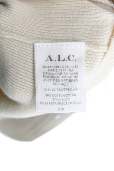A.L.C. Womens Ringer Tank Beige Cotton Blend Sleeveless Size S