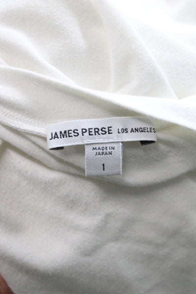 James Perse Womens Basic White Cotton Crew Neck Long Sleeve T-Shirt Size 1