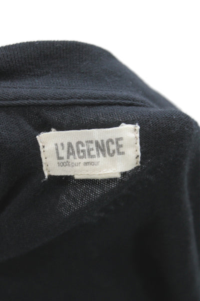 L'Agence Women Petite Basic Jersey V-Neck Short Sleeve T-Shirt Black Size S