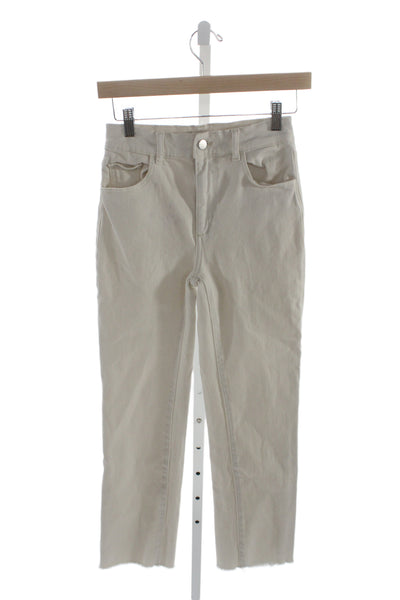 DL1961 Women Ankle Cropped Jeans Beige High Rise Button Size 24