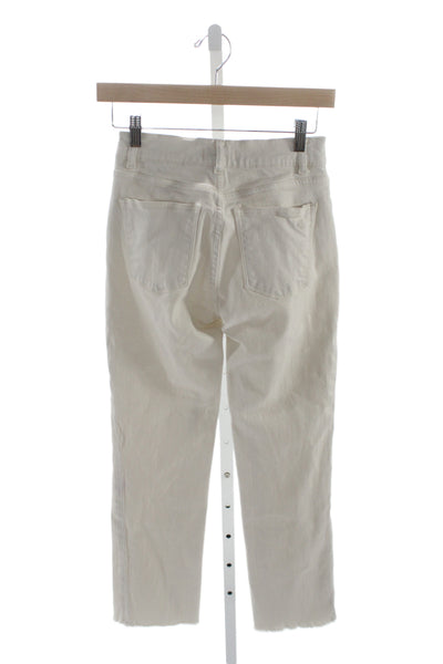 DL1961 Women Ankle Cropped Jeans Beige High Rise Button Size 24