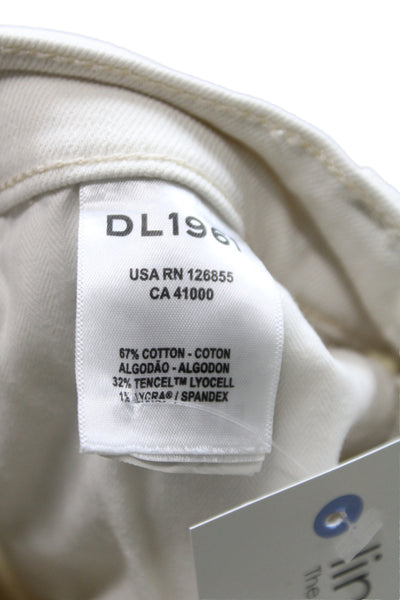 DL1961 Women Ankle Cropped Jeans Beige High Rise Button Size 24