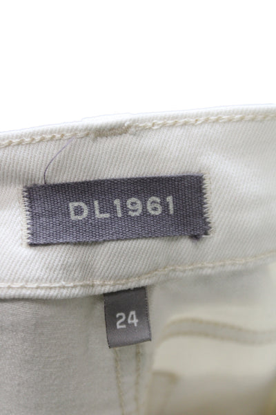 DL1961 Women Ankle Cropped Jeans Beige High Rise Button Size 24
