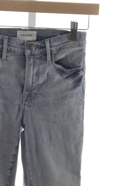 Frame Womens Gray Cropped Skinny High Rise Jeans Size 24