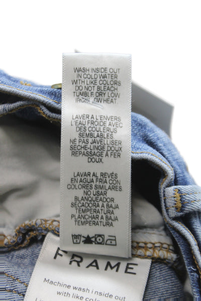 Frame Denim Women Straight Cropped Blue Jeans High Rise Button Fly Size 23