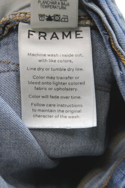Frame Denim Women Straight Cropped Blue Jeans High Rise Button Fly Size 23