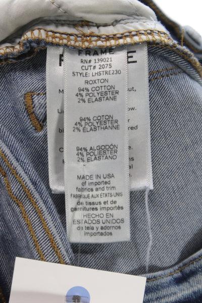 Frame Denim Women High Rise Straight Jeans Dark Blue Button Size 23