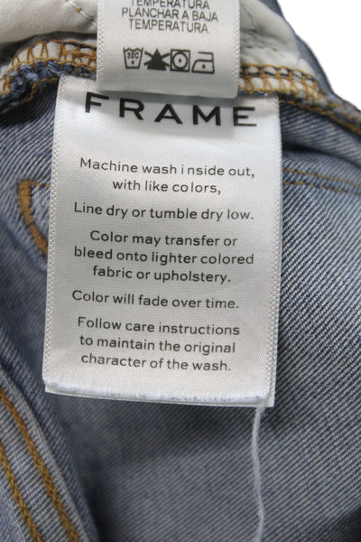 Frame Denim Women High Rise Straight Jeans Dark Blue Button Size 23