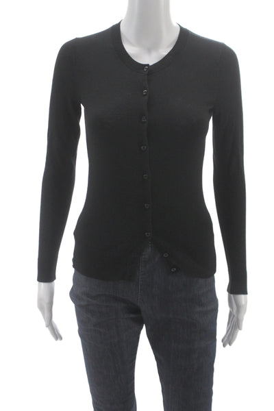 Neiman Marcus Women Cardigan Black Cashmere Crew Neck Button Long Sleeve Size XS