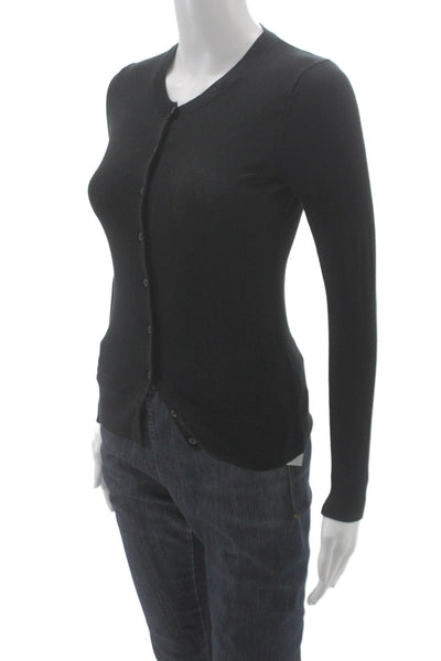 Neiman Marcus Women Cardigan Black Cashmere Crew Neck Button Long Sleeve Size XS