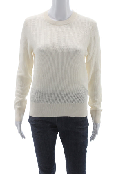 Enza Costa Unisex Pullover Sweater Beige Crew Neck Long Sleeve Size S