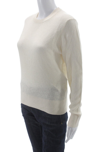 Enza Costa Unisex Pullover Sweater Beige Crew Neck Long Sleeve Size S