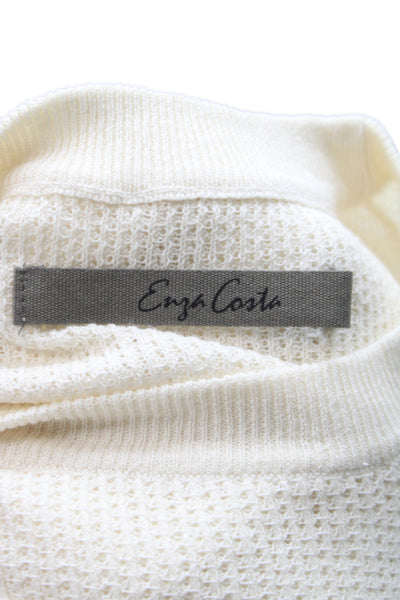Enza Costa Unisex Pullover Sweater Beige Crew Neck Long Sleeve Size S