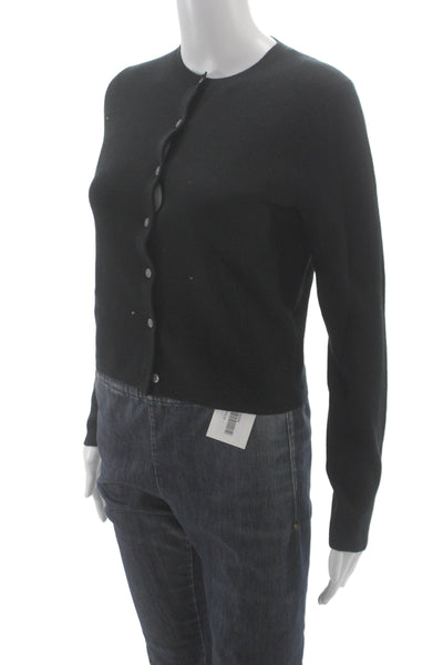 J Crew Women Cardigan Black Crew Neck Button Long Sleeve Size XS