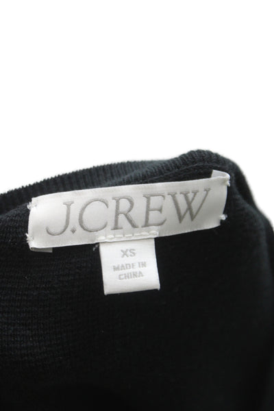 J Crew Women Cardigan Black Crew Neck Button Long Sleeve Size XS