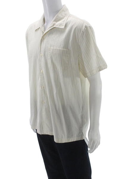 J Crew Mens Striped Button Down Shirt White Blue Cotton Size Large