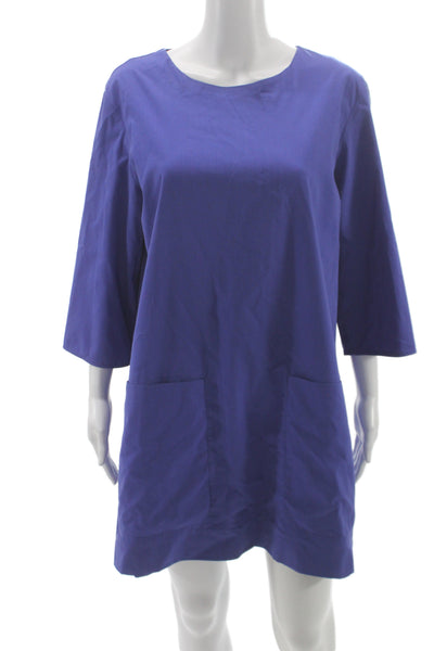 Roberta Freymann Women Shift Dress Blue 3/4 Sleeve Knee Length Size M