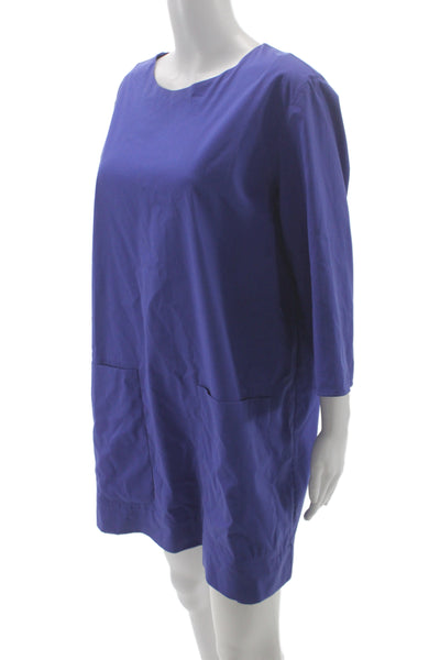 Roberta Freymann Women Shift Dress Blue 3/4 Sleeve Knee Length Size M