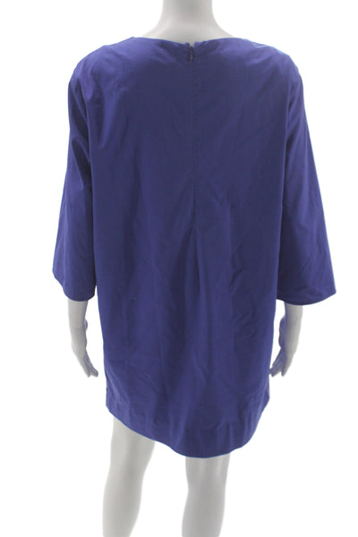Roberta Freymann Women Shift Dress Blue 3/4 Sleeve Knee Length Size M